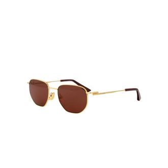 Bottega Veneta Sunglasses, unisex, Yellow, Size: 52 MM Metal Round Sunglasses