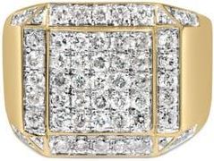 House of Brilliance Mens 10K Yellow Gold 2 1/8 Ctw Diamond Composite Cluster Cocktail Ring Band at Nordstrom, Size 11