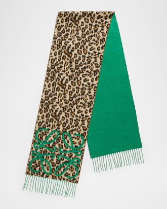 Loewe Anagram Leopard-Print Cashmere Scarf