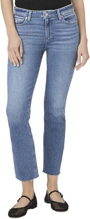 Paige Amber Flamenco Distressed Mid Rise Slim Straight Jean