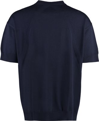 Jil Sander Mens Short-Sleeve Wool Sweater Dark Blue Sweatshirts
