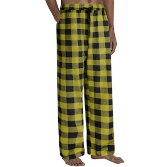 Generic Checked Pyjama Trousers for Men Long Loose Fit Cotton Checked Pyjama Bottom Trousers Casual Pyjama Pants Mens Lounge Wear Pants Mens Pyjama Pants Nigh