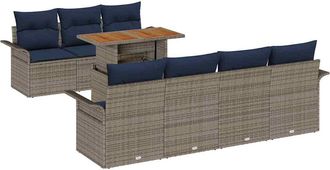 vidaXL Conjunto De Sof&aacute; De Jard&iacute;n 8 Uds. Gris Y Azul Marino Vidaxl
