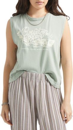 Brixton Ranch Logo Cotton Graphic Muscle Tank in Sage Green at Nordstrom, Size X-Large