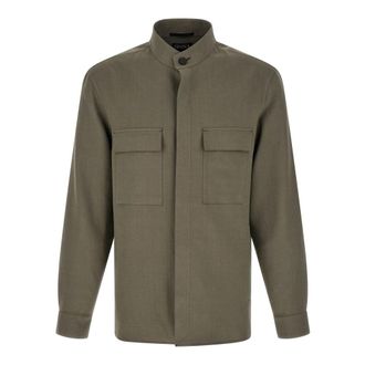 Ermenegildo Zegna Oasi Lino Overshirt - Heren - Zomerjassen - Grijs - L - Leer - Jassen