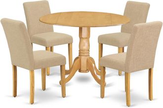 East West Furniture Dining Room Set Oak, DLAB5-OAK-04
