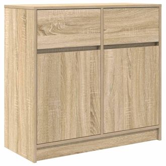 Berkfield Home Sideboard with Drawer Sonoma Oak 80x34x76 cm Engineered Wood in Light Tan | Size: 80 x 34 x 76 cm