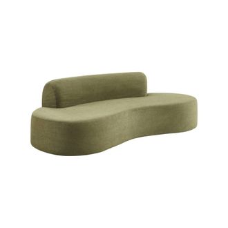 Sweeek Sof&aacute; con forma curva de tela chenilla, 3 plazas, verde kaki