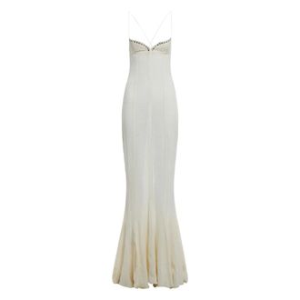 Ludovic de Saint Sernin Gowns, female, White, S, Long Dress in Mixed Linen