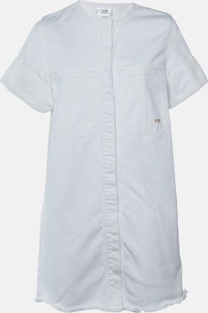 Victoria Beckham White Denim Button Front Mini Dress