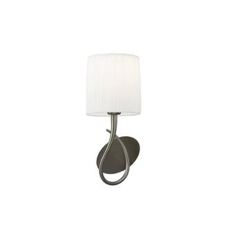 Netlighting Lua Wall Lamp Switched 1 Light E27 Satin Nickel with White Shade in Grey