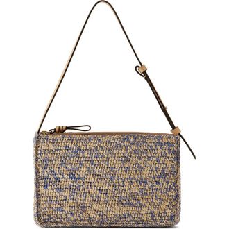 Helen Kaminski Kumana Raffia Shoulder Bag in Lapis Melange/Beige at Nordstrom