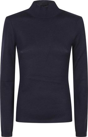 Jil Sander Wollen trui met rugsplit - Dames - Truien - Blauw - Maat: 2XL Wol