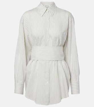 R&oacute;he Belted striped silk and cotton shirt