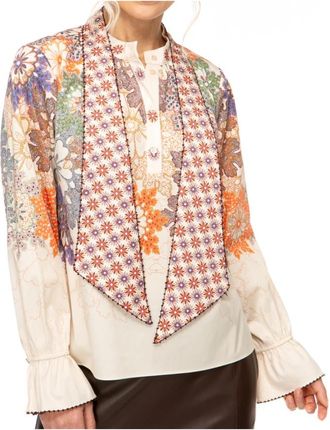 Ivi Seaside Collection 1645 Snowflake Blouse - Dames - Blouses - Veelkleurig - S - Overhemden