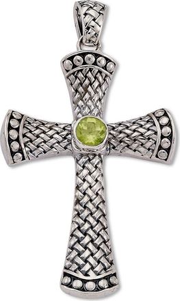 Samuel B. Sterling Silver Cross Pendant in Green at Nordstrom Rack