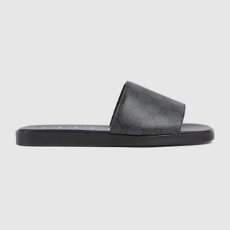 Gucci Mens Slide Sandal, Black, Fabric