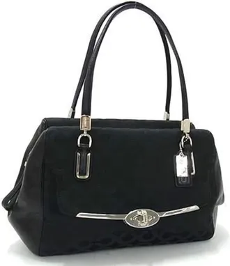 Coach Black Canvas Leather Handbag Shoulder Bag Tote Bag (Pre-Owned)