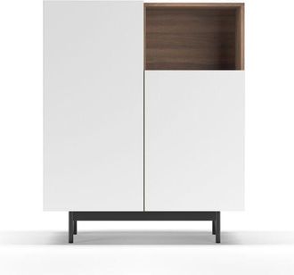 HERDASA Mueble aparador en melamina, colección PRINTED (602-1), con 2 puertas, en nogal y blanco