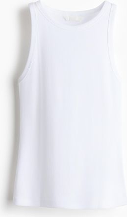 H&M Geripptes Baumwoll-Tanktop - Weiss