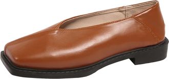 Generic Womens Mary Jane Shoes Slip On Casual Pumps Shoes Solid Color Stylish Retro Versatile Non-Slip Comfortable Walking Shoe Work Office Party Brown