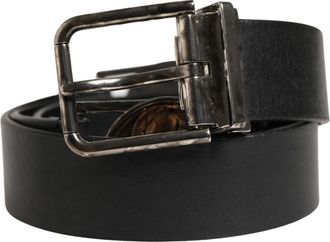 Dolce & Gabbana Men Black Classic Leather Metal Buckle Mens Belt