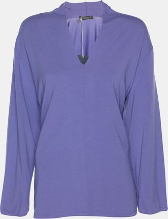 Marina Rinaldi Purple Jersey V Neck Top