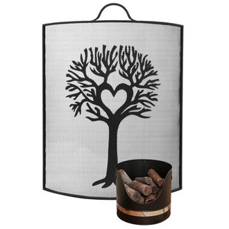 Dibor Black & Nickel Coal, Log, Kindling Bucket with Tree Fireguard