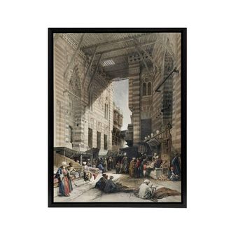 Artery8 Silk Mercer Bazaar El Ghatasheh Roberts Black Framed Canvas Wall Art in Brown | Size: W24 x H32