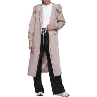 Avec Les Filles Hooded Water Resistant Longline Anorak in Pink Sand at Nordstrom Rack, Size X-Large