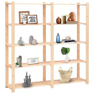 Berkfield Home 5-Tier Storage Racks 3 pcs 170x38x170 cm Solid Pinewood 500 kg in Beige | Size: 170 x 38 x 170 cm