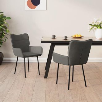 vidaXL Sillas De Comedor 2 Unidades Terciopelo Gris Oscuro Vidaxl