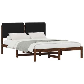 vidaXL Letto Con Testiera Rivestita Marrone Scuro E Nero 150 X 200 Cm Vidaxl