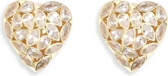 Self Portrait Womens Earrings Embellished Heart Gold Brass