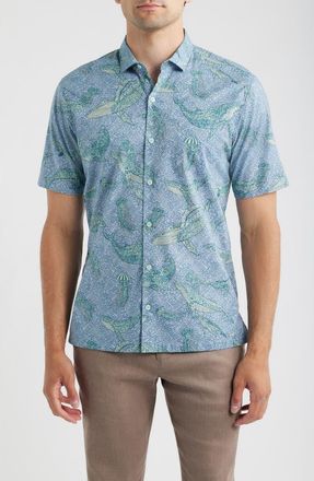 Tori Richard Marine Mosaic Button Down Shirt in Seaspray at Nordstrom, Size Xx-Large