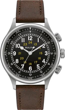 Bulova A-15 Pilot Mens Brown Watch 96A245 Leather (archived) - One Size