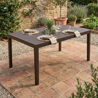 Dmora Mesa De Exterior Maratea, Mesa De Comedor Rectangular, Mesa De Jard&iacute;n Multiusos, 100% Made In Italy, 150x90h72 Cm, Antracita, Con Embalaje Reforzado -