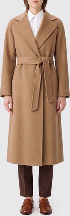 Max Mara S Max Mara Long Belted Robe Coat in Wool with Lapel Collar