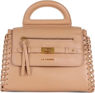 La Carrie Leren handtas met ritssluiting - Dames - Handtassen - Beige - ONE Size - Leer - Tassen