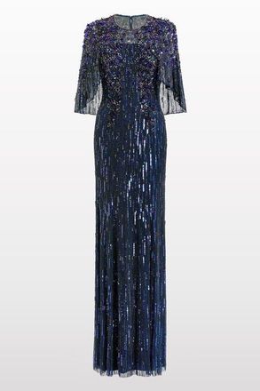 Jenny Packham Astra Sequin-Embellishment Maxi Dress in Blueberry at Nordstrom, Size 16 Uk