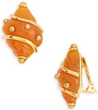 Kenneth Jay Lane Studded Shell Clip-On Earrings in Amber at Nordstrom Rack