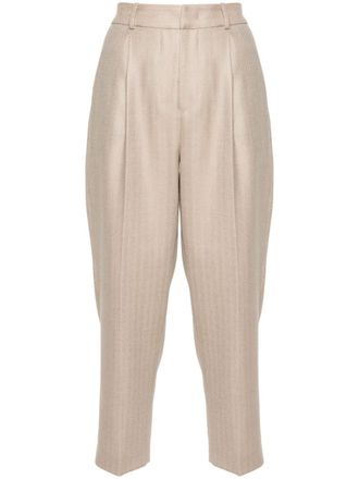 Pantaloni Torino herringbone trousers - women - Virgin Wool - 40 - Neutrals