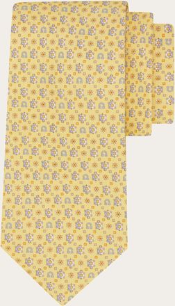 Ferragamo Uomo Cravatta in seta stampa Tartaruga Giallo
