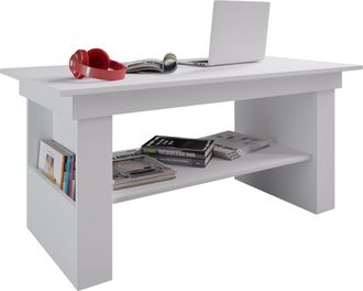 ebuy24 Mesa De Centro De Madera Vcm Simple Dimensiones Aprox. Al. 52 X An. 115 X T. 58 Cm Mesa De Sal&oacute;n - Kobila Altura Ajustable Extensible (blanco)