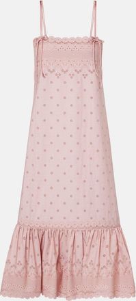 Valentino Broderie anglaise silk-trimmed cotton midi dress