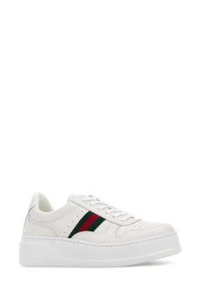 Gucci Womens White Leather Sneakers Gwhitevrvgwhite Calf Skin