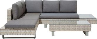 Beliani Beliani - Garden Sofa Set 5 Seater Adjustable Coffee Table with Grey Cushions Lanciano