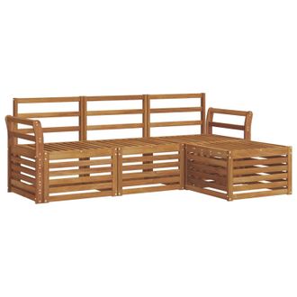 vidaXL Set Di Divani Da Esterno 4 Pz Naturale Vidaxl