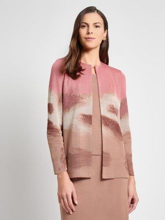 Misook Heritage Landscape Pattern Knit Jacket in Honey Suckle/biscotti at Nordstrom, Size Xx-Large