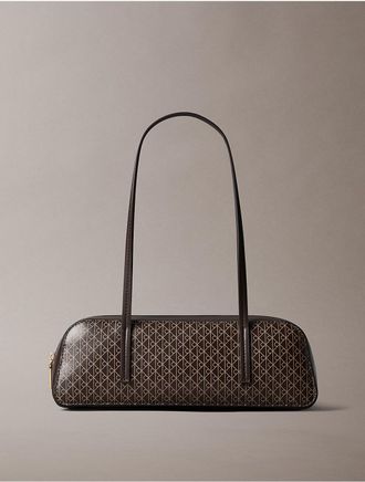 Calvin Klein Womens Emblem Logo Bauletto Bag - Brown